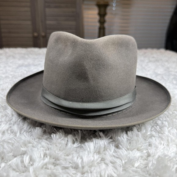 Vintage Champ Hat Fedora Fitted Mens 7 1/4 Gray Featherweight Bound Edge 80s - Picture 6 of 15